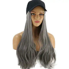 Load image into Gallery viewer, baseball cap with long curly wavy hair synthetic wig
