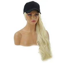 Load image into Gallery viewer, baseball cap with long curly wavy hair synthetic wig light brown
