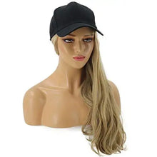 Load image into Gallery viewer, baseball cap with long curly wavy hair synthetic wig
