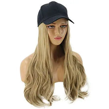 Load image into Gallery viewer, baseball cap with long curly wavy hair synthetic wig
