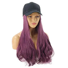 Load image into Gallery viewer, baseball cap with long curly wavy hair synthetic wig wisteria
