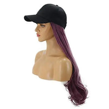 Load image into Gallery viewer, baseball cap with long curly wavy hair synthetic wig
