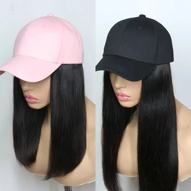 baseball cap with removable human hair attachment hairpiece