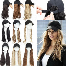 Load image into Gallery viewer, baseball cap with long wavy hair extension
