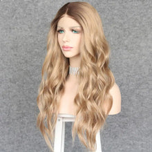 Load image into Gallery viewer, beach waves long wavy synthetic lace front wig

