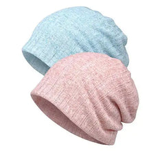 Load image into Gallery viewer, beanie chemo hats - 2 pack solid color-blue/pink
