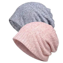 Load image into Gallery viewer, beanie chemo hats - 2 pack solid color-pink/khaki
