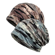 Load image into Gallery viewer, beanie chemo hats - 2 pack camouflage blue / khaki
