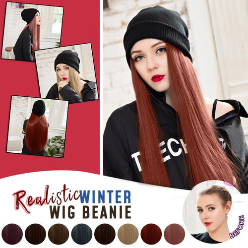 beanie hat wig with 28 inch hair attached