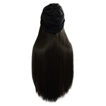 Load image into Gallery viewer, beanie hat wig with 28 inch hair attached black 70cm
