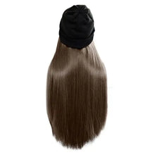 Load image into Gallery viewer, beanie hat wig with 28 inch hair attached bronze 70cm

