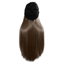 Load image into Gallery viewer, beanie hat wig with 28 inch hair attached bronze 70cm
