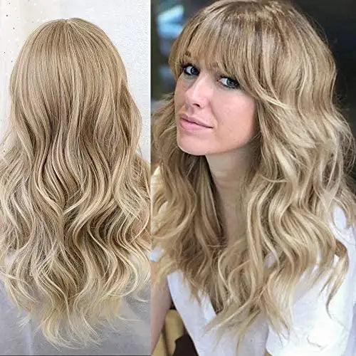 becca long mixed blond synthetic wig