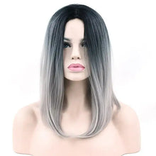 Load image into Gallery viewer, black ombre rooted to pastel shade cosplay wig 2t0906 / 16inches
