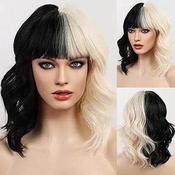 black and white heat resistant wig default title