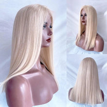Load image into Gallery viewer, blonde silk straight human hair full lace wig
