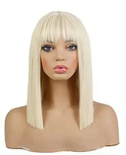 Load image into Gallery viewer, blunt cut wig with with bangs 16&quot; / #613 blonde bob
