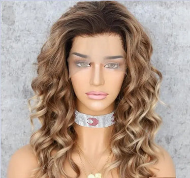campbell free parting curly heat resistant synthetic lace front wig