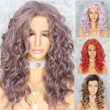 Load image into Gallery viewer, campbell free parting curly heat resistant synthetic lace front wig
