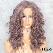 Load image into Gallery viewer, campbell free parting curly heat resistant synthetic lace front wig 16inches / hk-5 / 150%
