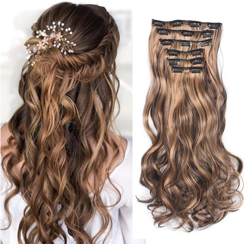 Natural Wavy Ombre Hair Piece 6Pcs/Set  Clip In Hair Extension 20Inch Wig Store