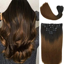 Load image into Gallery viewer, clip in human hair extensions thicken double weft 9a brazilian hair 7pcs
