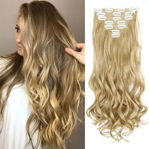 clip-on hair extensions 6pc set