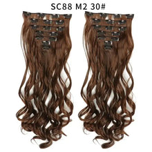 Load image into Gallery viewer, clip-on hair extensions 6pc set 1b/27hl / 24inches
