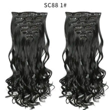 Load image into Gallery viewer, clip-on hair extensions 6pc set t1b/red / 24inches
