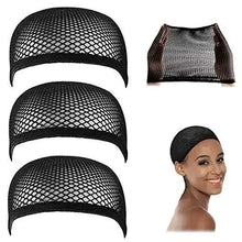 Load image into Gallery viewer, closed nude mesh net wig cap 3 pack black
