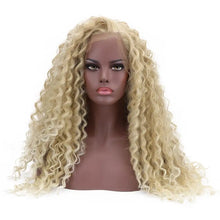 Load image into Gallery viewer, curly bohemian natural part 24&#39;&#39; long  synthetic 15*4.5 swiss lace front wig
