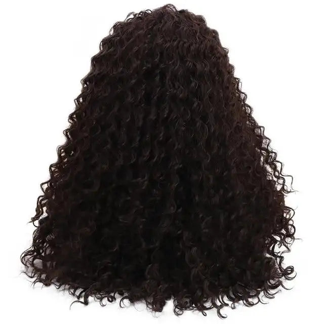 curly bohemian natural part 24'' long  synthetic 15*4.5 swiss lace front wig 24inches / dark brown / 150%