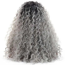 Load image into Gallery viewer, curly bohemian natural part 24&#39;&#39; long  synthetic 15*4.5 swiss lace front wig 24inches / grey dark roots / 150%
