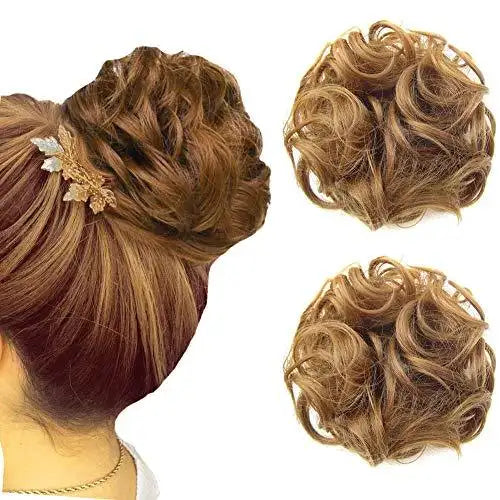 curly hair wrap updo hair bun hairpiece- 2 piece set