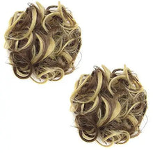 Load image into Gallery viewer, curly hair wrap updo hair bun hairpiece- 2 piece set light auburn 30
