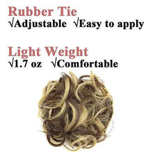 Load image into Gallery viewer, curly hair wrap updo hair bun hairpiece- 2 piece set ash blonde &amp; medium golden brown 22h10
