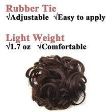 Load image into Gallery viewer, curly hair wrap updo hair bun hairpiece- 2 piece set darkest brown &amp; dark auburn m2/33
