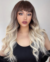 Load image into Gallery viewer, dark brown ombre platinum blonde wig
