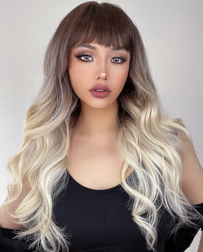 dark brown ombre platinum blonde wig