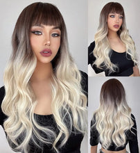 Load image into Gallery viewer, dark brown ombre platinum blonde wig
