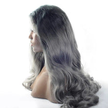 Load image into Gallery viewer, dark grey body wave synthetic lace front wig
