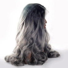 Load image into Gallery viewer, dark grey body wave synthetic lace front wig
