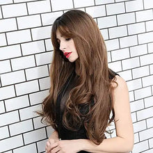 Load image into Gallery viewer, extra long brown hair wig with bangs
