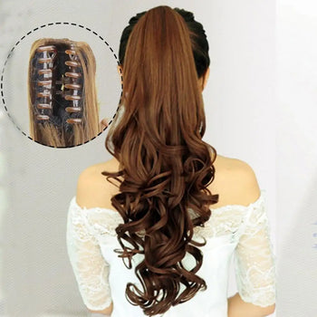 extra long curly synthetic hair clip in claw ponytail extension