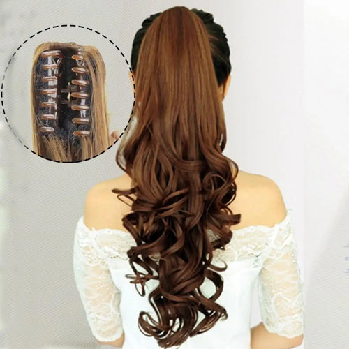 extra long curly synthetic hair clip in claw ponytail extension