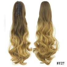 Load image into Gallery viewer, extra long curly synthetic hair clip in claw ponytail extension
