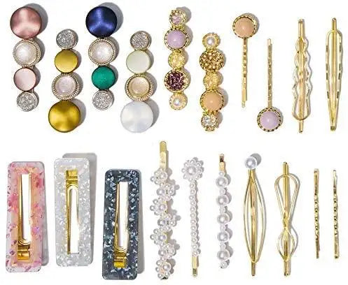 faux pearl clips and pins hair barrettes set