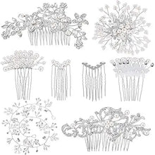 Load image into Gallery viewer, flower rhinestone pearl hair clips &amp; hair comb set
