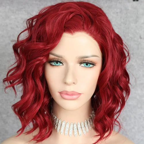 free parting curly hand-tied heat resistant fibre wig 12inches / hd-4 / 150%