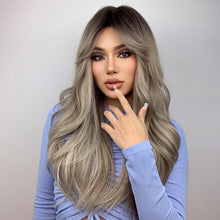 Load image into Gallery viewer, Long Gray Ash White Ombre Synthetic Wig Heat Resistant Hair Wig Store
